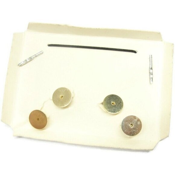 Gold Tone Black Cufflinks Shirt Buttons Set Formal Wedding Tux Vintage - Picture 11 of 11